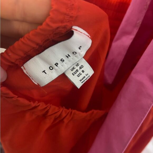Topshop red/pink poplin maxi dress sundress with bow size 8 EUC - Picture 5 of 5